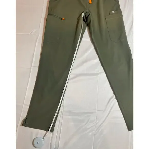 Figs Yola Skinny Moss Green Scrub Pants Women's XS Orange String & Zipper - Picture 7 of 10